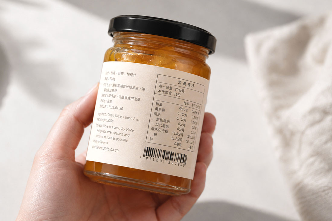 食品標籤貼紙應用於成分、營養資訊、保存方式與製造資訊
