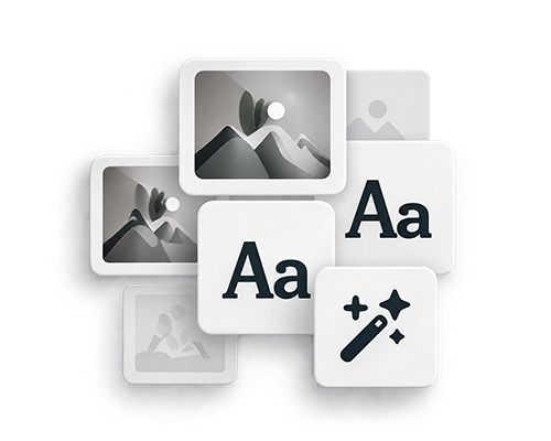 包月設計 Asset Support 素材製作與 AI 設計支援示意圖