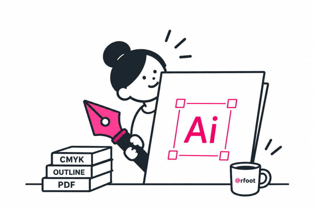 Illustrator 印刷完稿教學，包含 CMYK、文字轉外框與 PDF 印刷檔設定